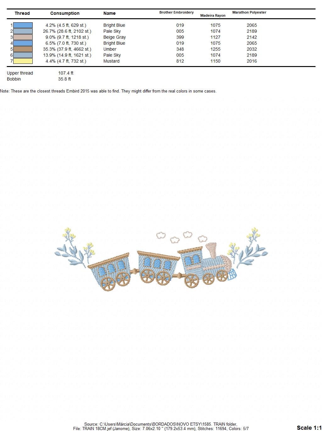 Train embroidery design - Train with wagons machine embroidery pattern - Baby boy file - Instant digital download pes jef dst