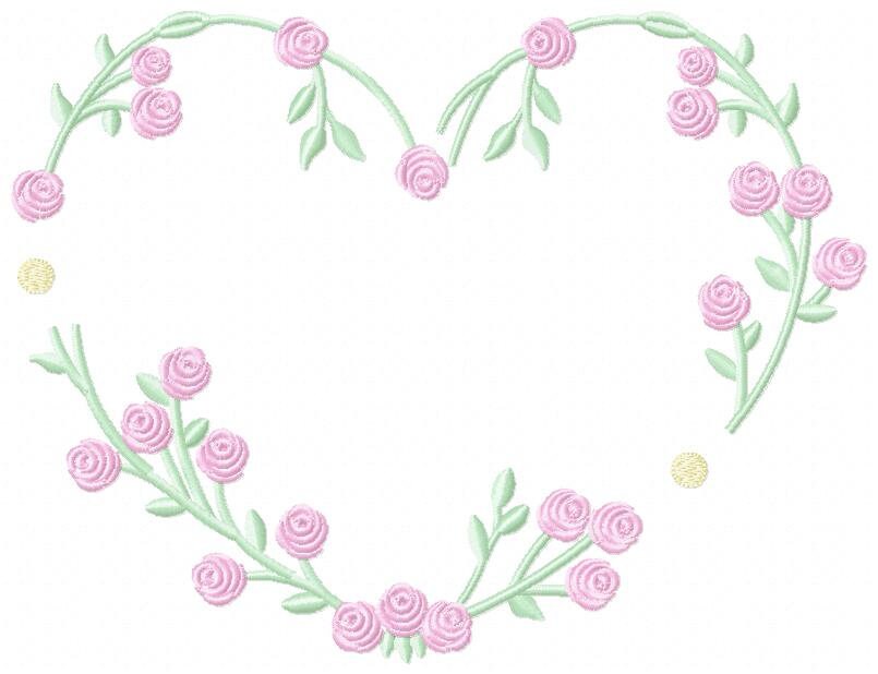 Heart with roses embroidery designs - Flower embroidery design machine embroidery pattern - Monogram Frame embroidery file - pes jef vip vp3