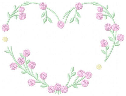 Heart with roses embroidery designs - Flower embroidery design machine embroidery pattern - Monogram Frame embroidery file - pes jef vip vp3