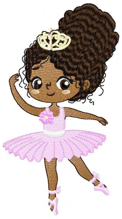 Curly hair Ballerina embroidery designs - Ballet embroidery design machine embroidery pattern - instant download - Baby girl embroidery file