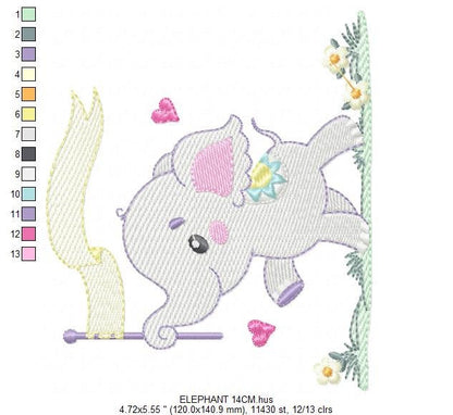 Elephant embroidery designs - Animal embroidery design machine embroidery pattern - Baby boy embroidery file - instant download pes jef vip