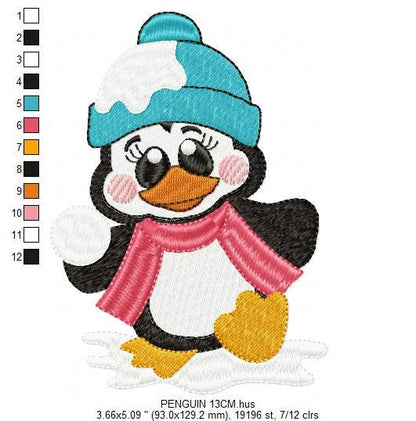 Penguin embroidery design - Animal embroidery designs machine embroidery pattern - Baby boy embroidery file - instant download Winter Cold