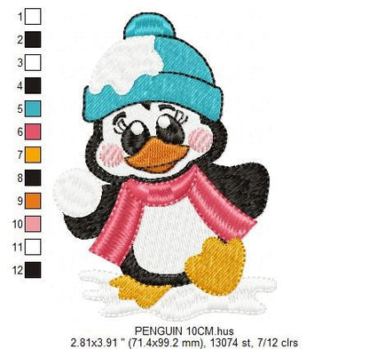Penguin embroidery design - Animal embroidery designs machine embroidery pattern - Baby boy embroidery file - instant download Winter Cold