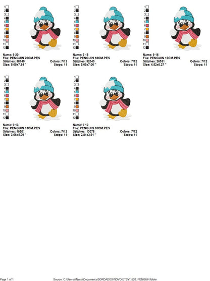 Penguin embroidery design - Animal embroidery designs machine embroidery pattern - Baby boy embroidery file - instant download Winter Cold