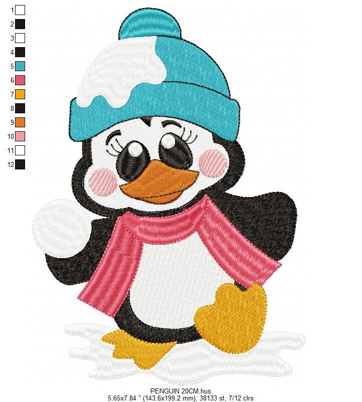 Penguin embroidery design - Animal embroidery designs machine embroidery pattern - Baby boy embroidery file - instant download Winter Cold