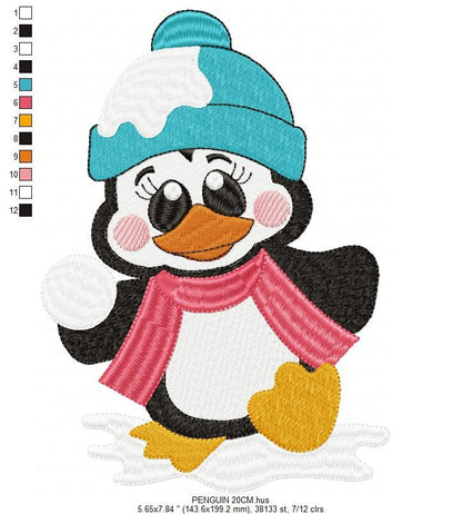 Penguin embroidery design - Animal embroidery designs machine embroidery pattern - Baby boy embroidery file - instant download Winter Cold