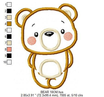 Bear embroidery designs - Teddy bear applique machine embroidery pattern - Baby Boy and girl file - Instant digital download jef pes dst hus