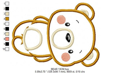 Bear embroidery designs - Teddy bear applique machine embroidery pattern - Baby Boy and girl file - Instant digital download jef pes dst hus