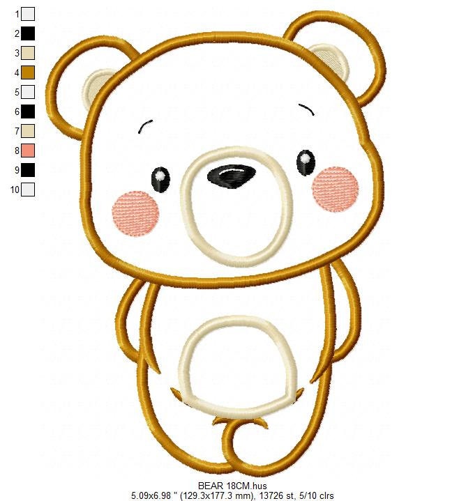 Bear embroidery designs - Teddy bear applique machine embroidery pattern - Baby Boy and girl file - Instant digital download jef pes dst hus