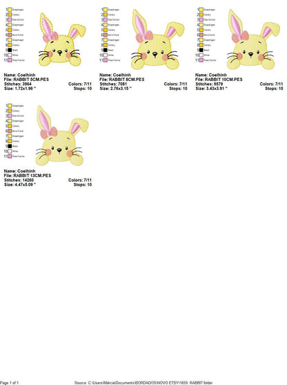 Bunny face embroidery design - Rabbit embroidery designs machine embroidery pattern - Baby girl embroidery file - Easter Bunny pes jef vp3 Marcia Embroidery