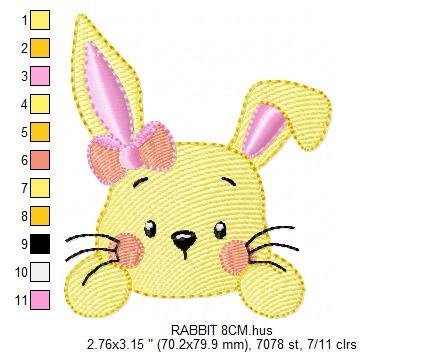 Bunny face embroidery design - Rabbit embroidery designs machine embroidery pattern - Baby girl embroidery file - Easter Bunny pes jef vp3 Marcia Embroidery