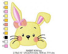 Charger l&#39;image dans la galerie, Bunny face embroidery design - Rabbit embroidery designs machine embroidery pattern - Baby girl embroidery file - Easter Bunny pes jef vp3
