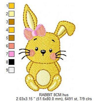 Load image into Gallery viewer, Bunny embroidery design - Rabbit embroidery designs machine embroidery pattern - Baby girl embroidery file - jef pes dst hus vip vp3 Easter
