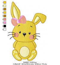 Cargar imagen en el visor de la galería, Bunny embroidery design - Rabbit embroidery designs machine embroidery pattern - Baby girl embroidery file - jef pes dst hus vip vp3 Easter
