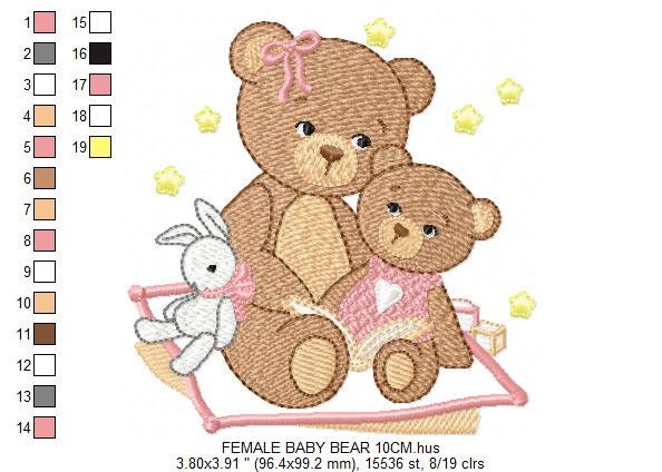 Bear embroidery designs - Teddy embroidery design machine embroidery pattern - Baby Girl embroidery file - instant download bear with garden Marcia Embroidery