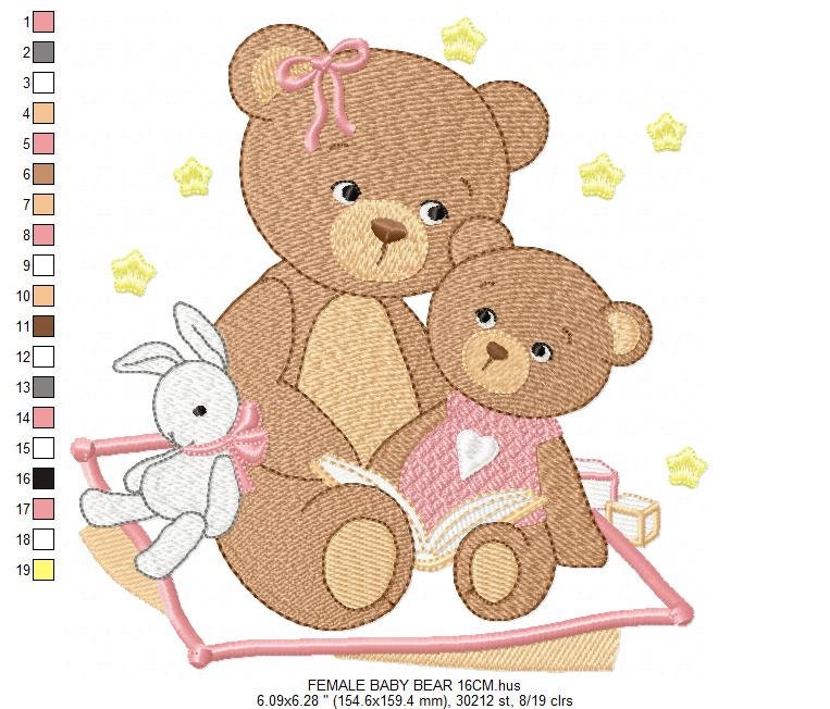 Bear embroidery designs - Teddy embroidery design machine embroidery pattern - Baby Girl embroidery file - instant download bear with garden Marcia Embroidery