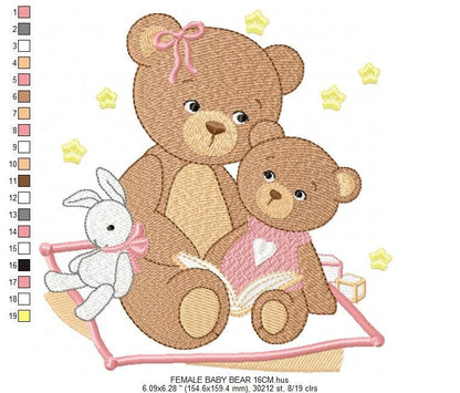 Bear embroidery designs - Teddy embroidery design machine embroidery pattern - Baby Girl embroidery file - instant download bear with garden Marcia Embroidery