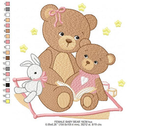Bear embroidery designs - Teddy embroidery design machine embroidery pattern - Baby Girl embroidery file - instant download bear with garden