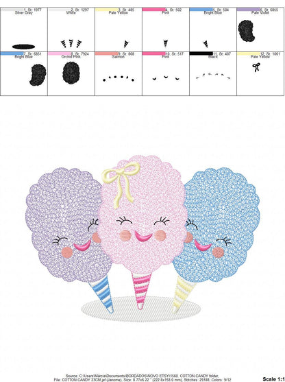 Cotton candy embroidery designs - Children Ice cream machine embroidery pattern - Cotton candy cart file - Instant digital download pes jef
