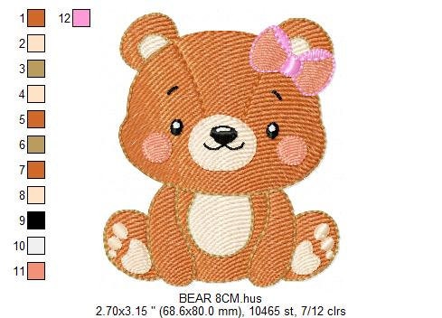 Bear embroidery designs - Female Teddy embroidery design machine embroidery pattern - Baby Boy embroidery file - instant download pes jef Marcia Embroidery