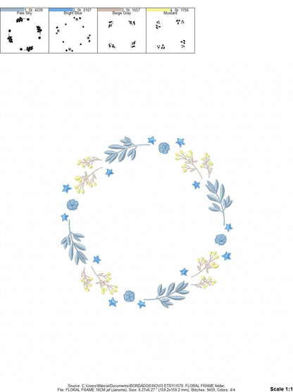 Monogram Frame embroidery designs - Flower embroidery design machine embroidery pattern - Floral embroidery file - baby girl embroidery pes