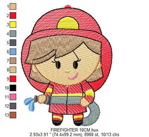 Firefighter embroidery designs - Firewoman embroidery design machine embroidery pattern - instant download - Fire embroidery digital file