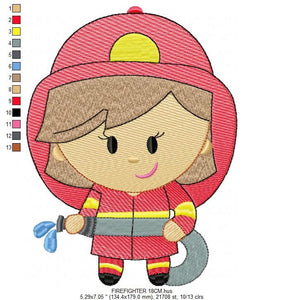 Firefighter embroidery designs - Firewoman embroidery design machine embroidery pattern - instant download - Fire embroidery digital file