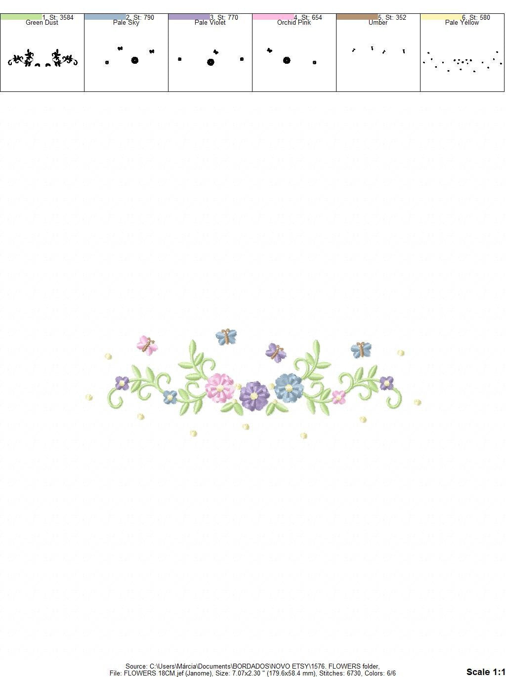 Flower Frame embroidery designs - Flower embroidery design machine embroidery pattern - Butterfly embroidery file - baby girl embroidery pes
