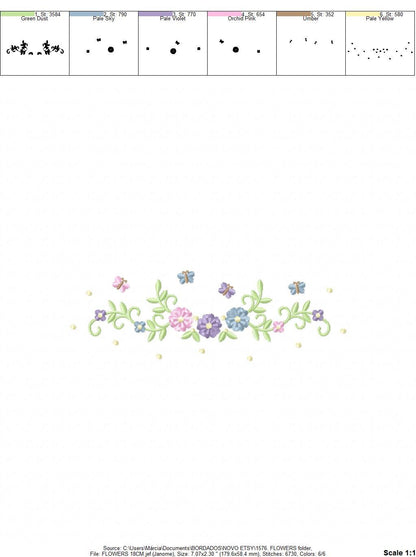 Flower Frame embroidery designs - Flower embroidery design machine embroidery pattern - Butterfly embroidery file - baby girl embroidery pes