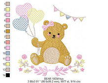 Laden Sie das Bild in den Galerie-Viewer, Birthday Bear embroidery designs - Animals embroidery design machine embroidery pattern - Bear embroidery file - baby girl embroidery pes
