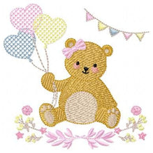 Laden Sie das Bild in den Galerie-Viewer, Birthday Bear embroidery designs - Animals embroidery design machine embroidery pattern - Bear embroidery file - baby girl embroidery pes
