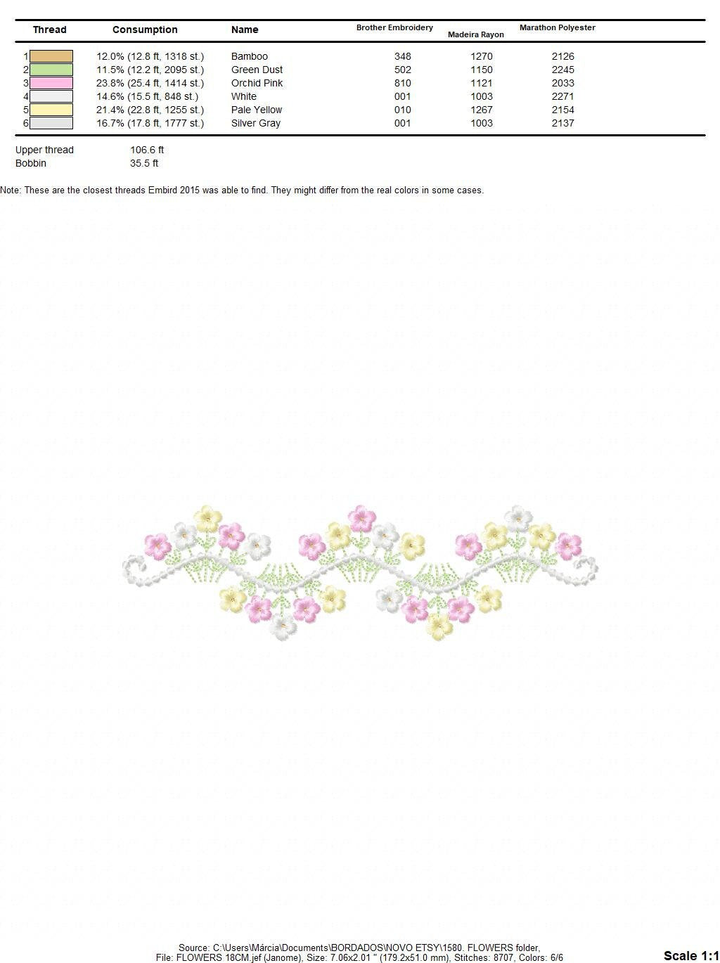 Flower Frame embroidery designs - Floral Divider machine embroidery pattern - Baby girl Kitchen towel file - Instant digital download pes