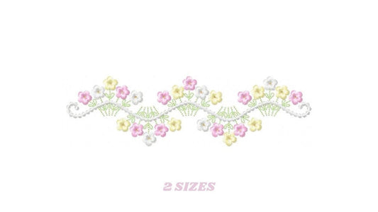 Flower Frame embroidery designs - Floral Divider machine embroidery pattern - Baby girl Kitchen towel file - Instant digital download pes
