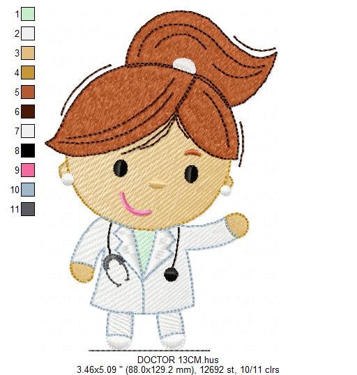 Doctor embroidery designs - Nurse machine embroidery pattern - Hospital staff embroidery file - Health team - Instant digital download pes