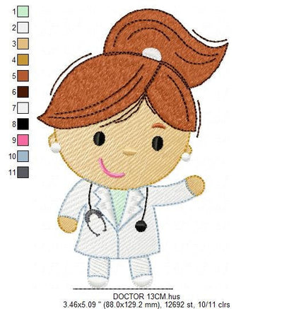 Doctor embroidery designs - Nurse machine embroidery pattern - Hospital staff embroidery file - Health team - Instant digital download pes