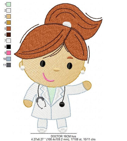 Doctor embroidery designs - Nurse machine embroidery pattern - Hospital staff embroidery file - Health team - Instant digital download pes