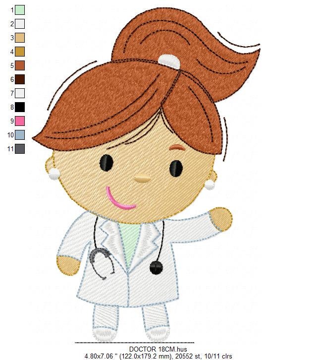 Doctor embroidery designs - Nurse machine embroidery pattern - Hospital staff embroidery file - Health team - Instant digital download pes