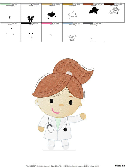 Doctor embroidery designs - Nurse machine embroidery pattern - Hospital staff embroidery file - Health team - Instant digital download pes