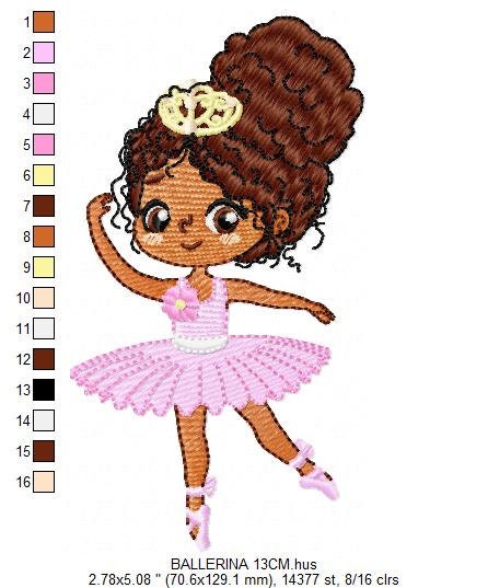 Curly hair Ballerina embroidery designs - Ballet embroidery design machine embroidery pattern - instant download - Baby girl embroidery file