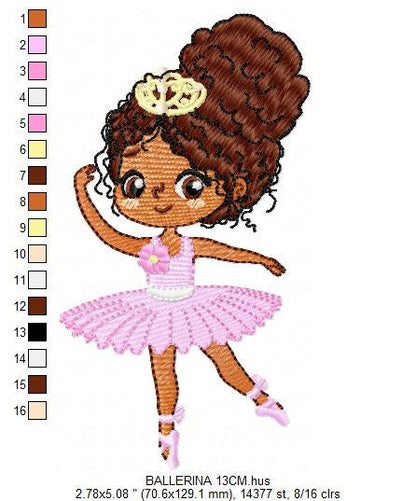 Curly hair Ballerina embroidery designs - Ballet embroidery design machine embroidery pattern - instant download - Baby girl embroidery file