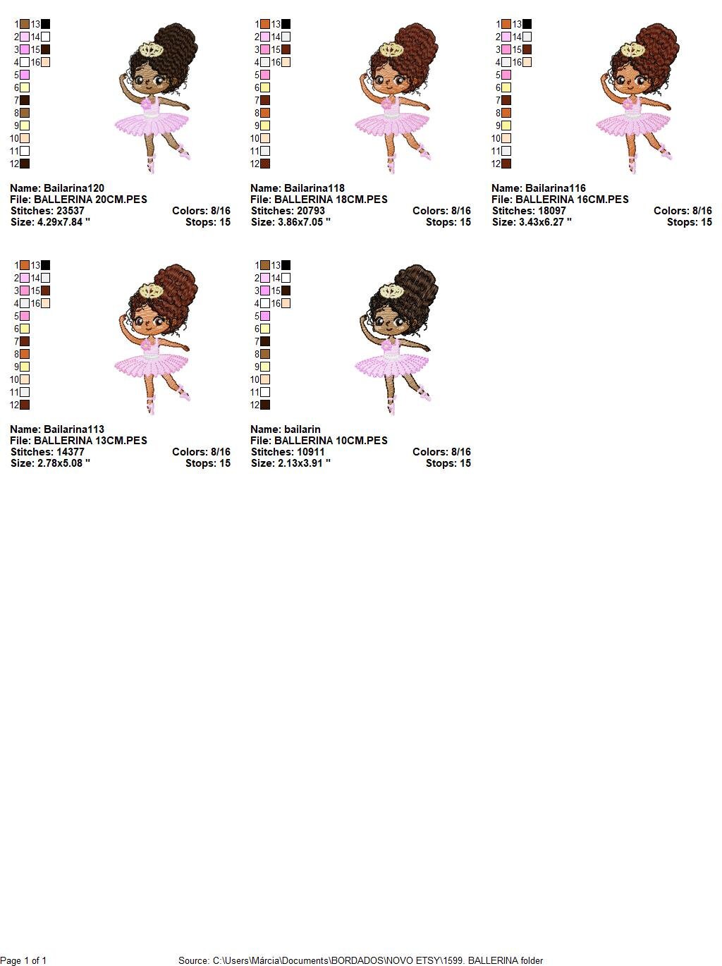Curly hair Ballerina embroidery designs - Ballet embroidery design machine embroidery pattern - instant download - Baby girl embroidery file