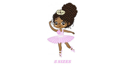 Curly hair Ballerina embroidery designs - Ballet embroidery design machine embroidery pattern - instant download - Baby girl embroidery file