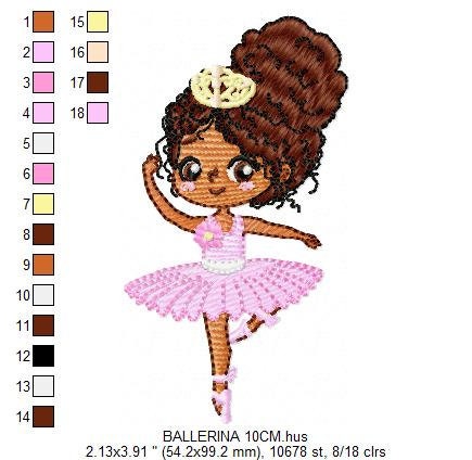 Black Ballerina embroidery designs - Ballet dancer embroidery design machine embroidery pattern - Long Curly hair girl - instant download
