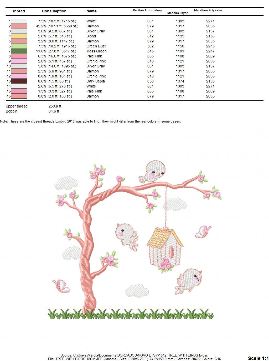 Bird embroidery designs - Bird House machine embroidery pattern - Baby girl embroidery file - Birds with tree - Instant download pes jef dst