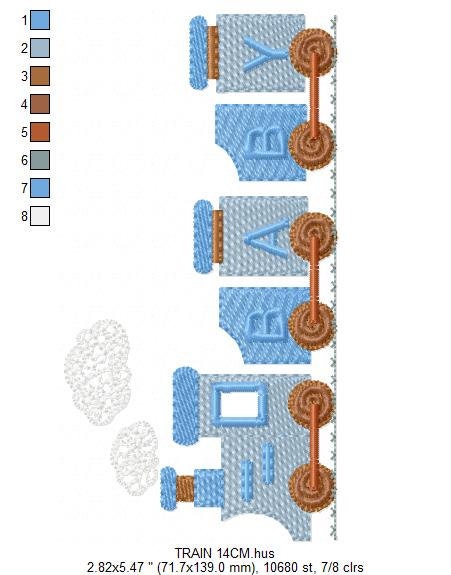 Train embroidery designs - Train with wagons machine embroidery pattern - Baby boy Convoy Track file - Instant digital download pes jef dst