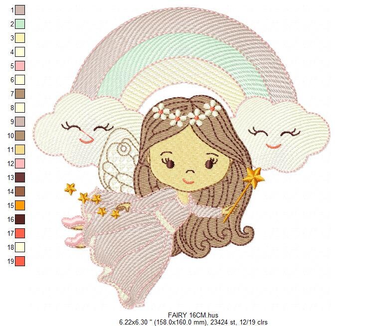 Fairy embroidery designs - Baby girl embroidery design machine embroidery pattern - Fantasy Pixie embroidery file - instant digital download