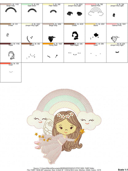 Fairy embroidery designs - Baby girl embroidery design machine embroidery pattern - Fantasy Pixie embroidery file - instant digital download