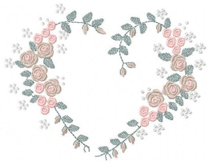Heart with roses embroidery designs - Flower embroidery design machine embroidery pattern - Monogram Frame embroidery file - pes jef vip vp3
