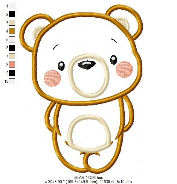 Bear embroidery designs - Teddy bear applique machine embroidery pattern - Baby Boy and girl file - Instant digital download jef pes dst hus
