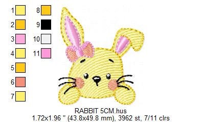 Bunny face embroidery design - Rabbit embroidery designs machine embroidery pattern - Baby girl embroidery file - Easter Bunny pes jef vp3 Marcia Embroidery